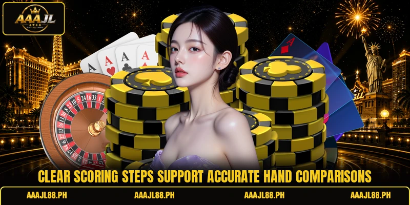 Clear scoring steps support accurate hand comparisons