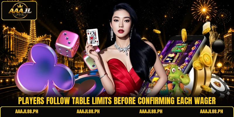 Players follow table limits before confirming each wager