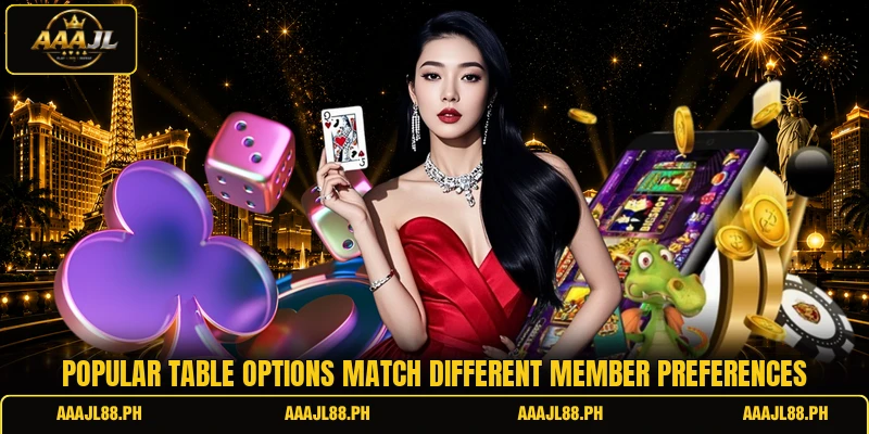 Popular table options match different member preferences