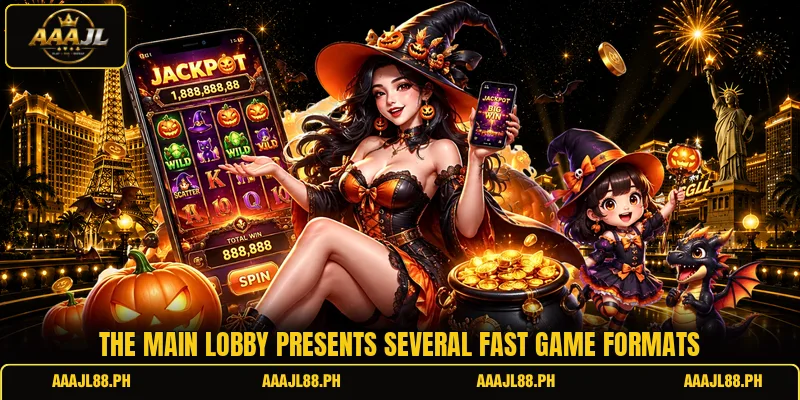 The main lobby presents several fast game formats