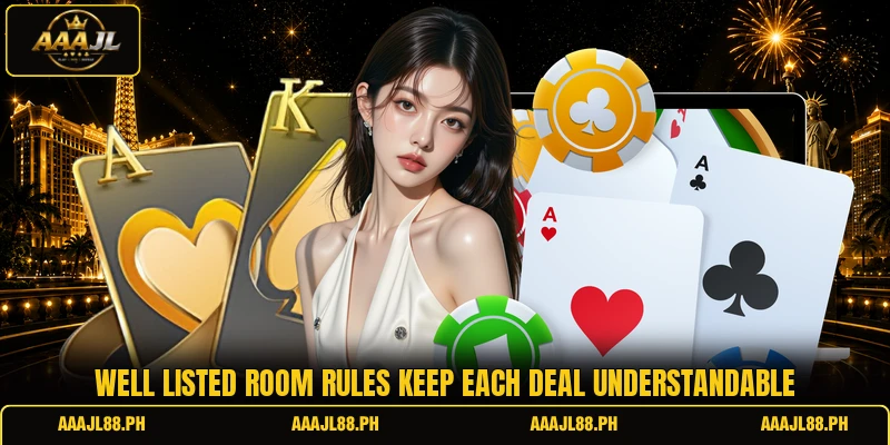 Well listed room rules keep each deal understandable